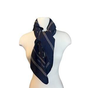 Enrico Coveri scarf stole navy blue print designer Delicate Office